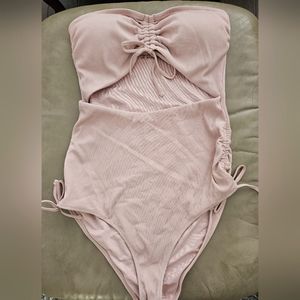 Aerie Mauve Pink Rouched One-piece Swimsuit.